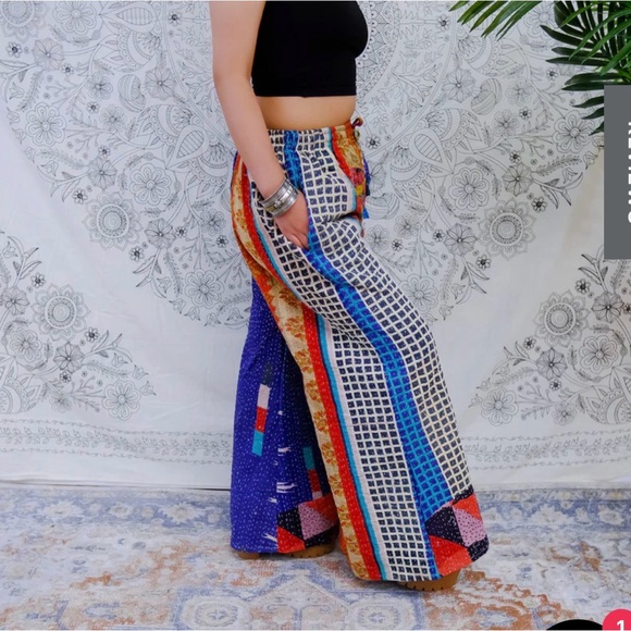 Karma Nepal Crafts Kantha Wide Leg Pants - Picture 2 of 9